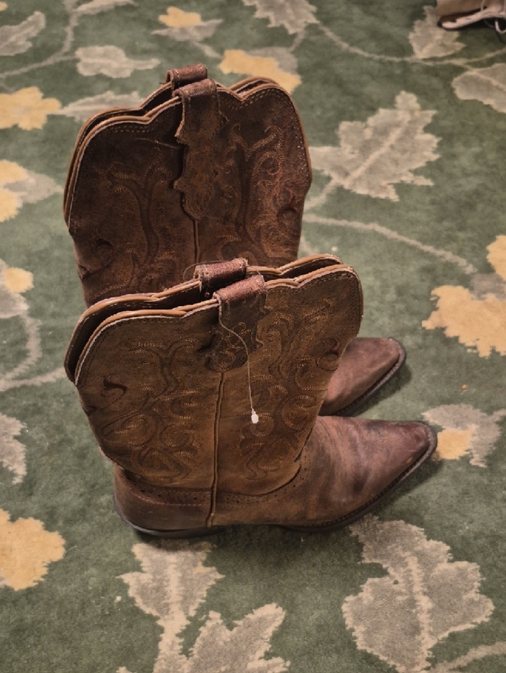 Justin Boots Brown Leather Western Cowboy Boots - Picture 2 of 12